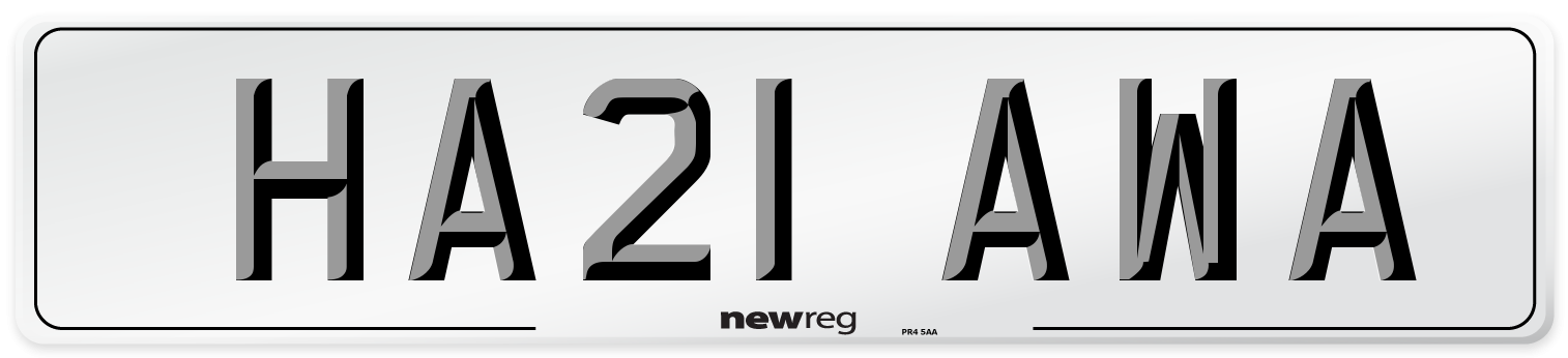 HA21 AWA Number Plate from New Reg